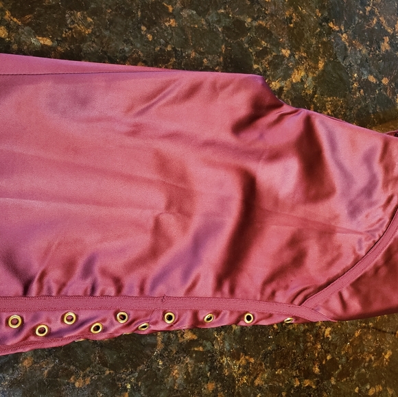 Herve Leger Burgundy satin pants rivets - Picture 2 of 7